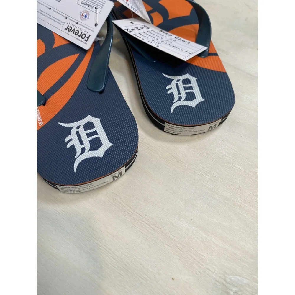 Detroit‎ Tigers MLB Baseball Flip Flops Sandals Blue Orange New Medium Mens 7-8